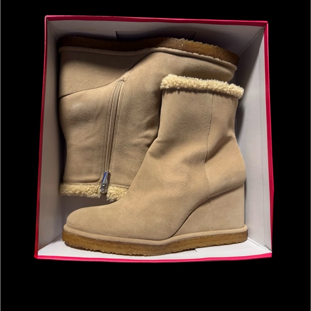 Vince Camuto Cream Wedge Boots NEVER WORN NO TAGS